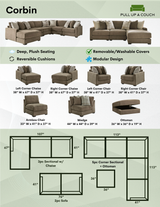 Corbin 2-piece modular loveseat by Ashley Furniture, showing the front view with plush cushions and modern design.