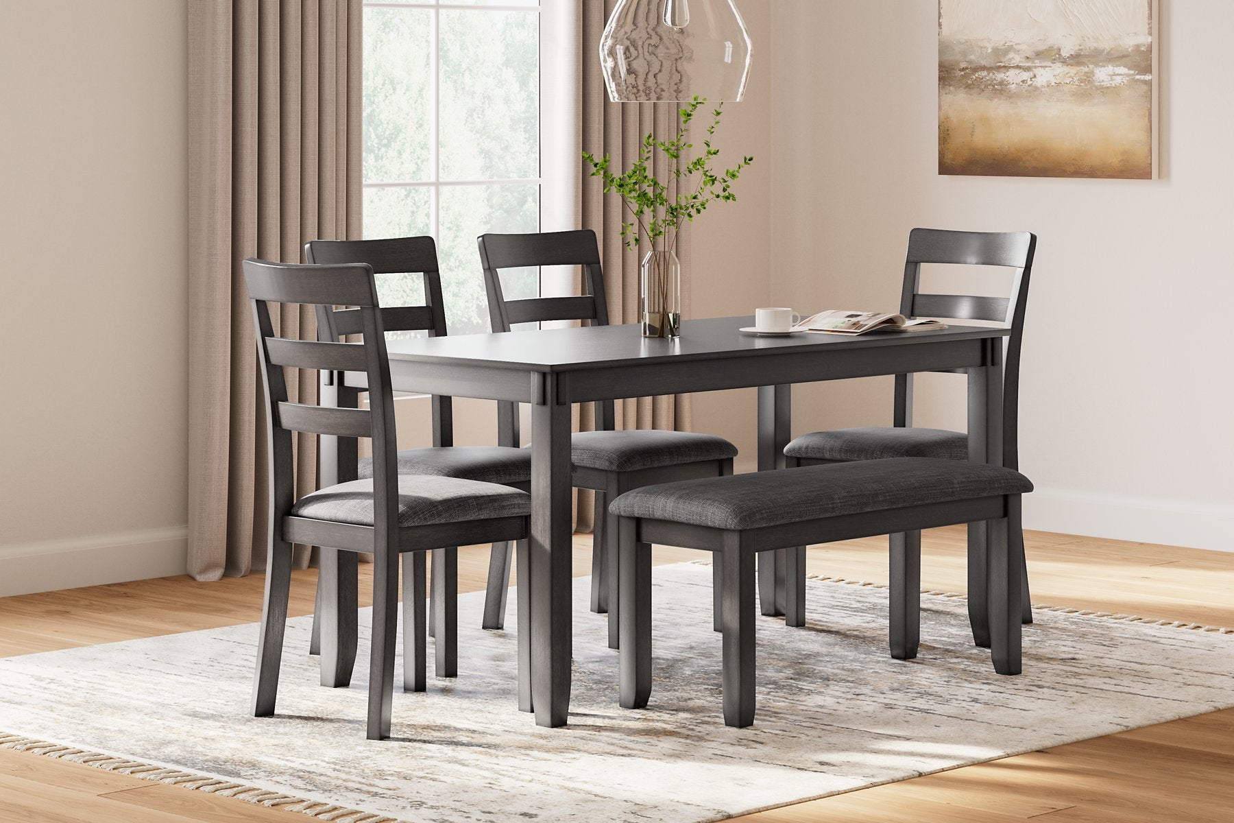 Bridson Dining Table and Chairs with Bench (Set of 6) - Pull Up A Couch