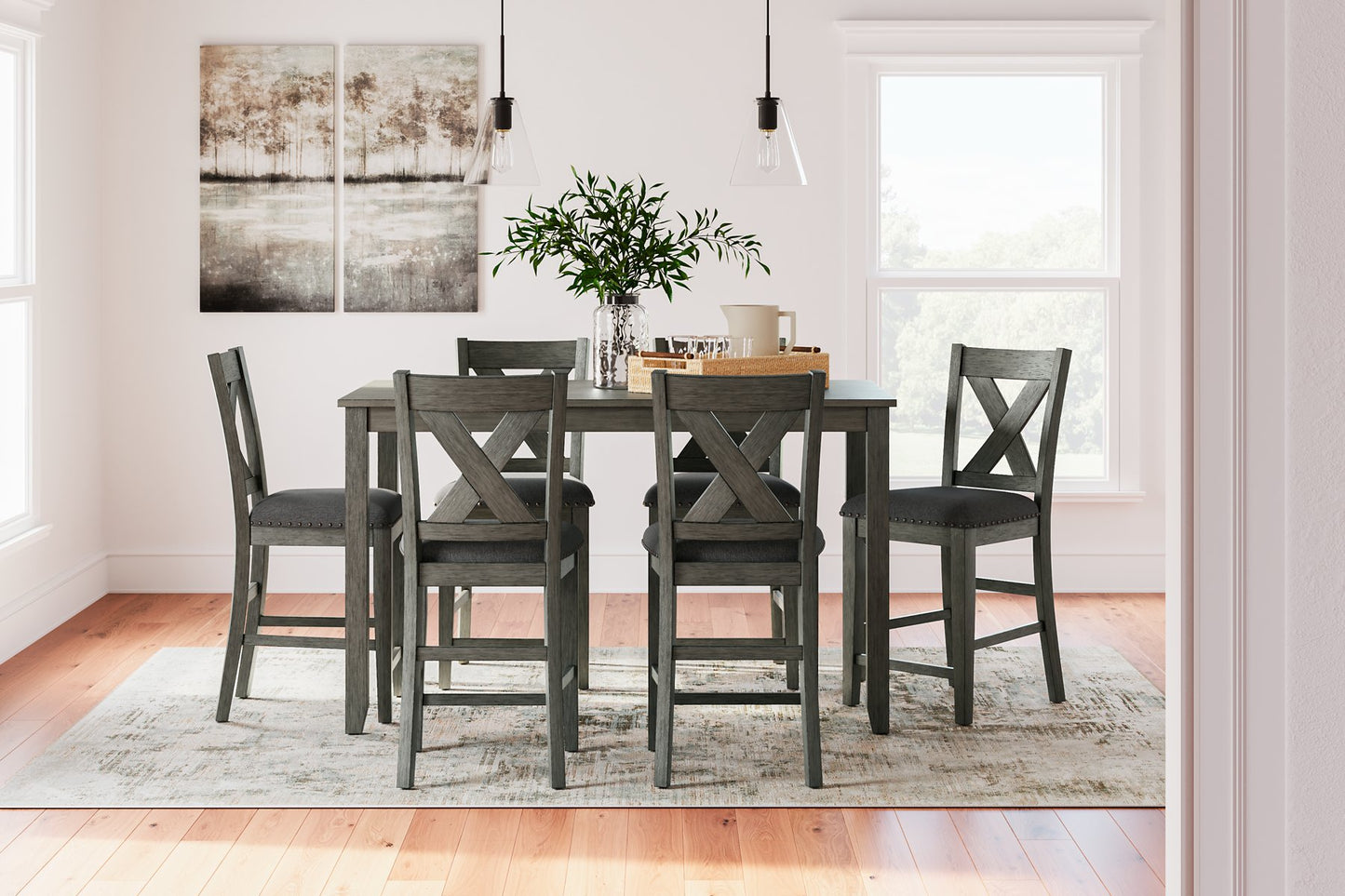 Caitbrook Counter Height Dining Table and Bar Stools (Set of 7) - Pull Up A Couch