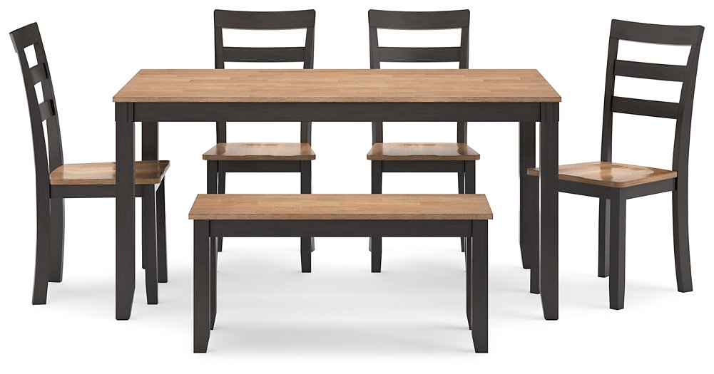 Gesthaven Dining Table with 4 Chairs and Bench (Set of 6) - Pull Up A Couch