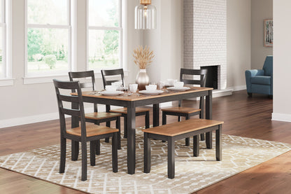 Gesthaven Dining Table with 4 Chairs and Bench (Set of 6) - Pull Up A Couch