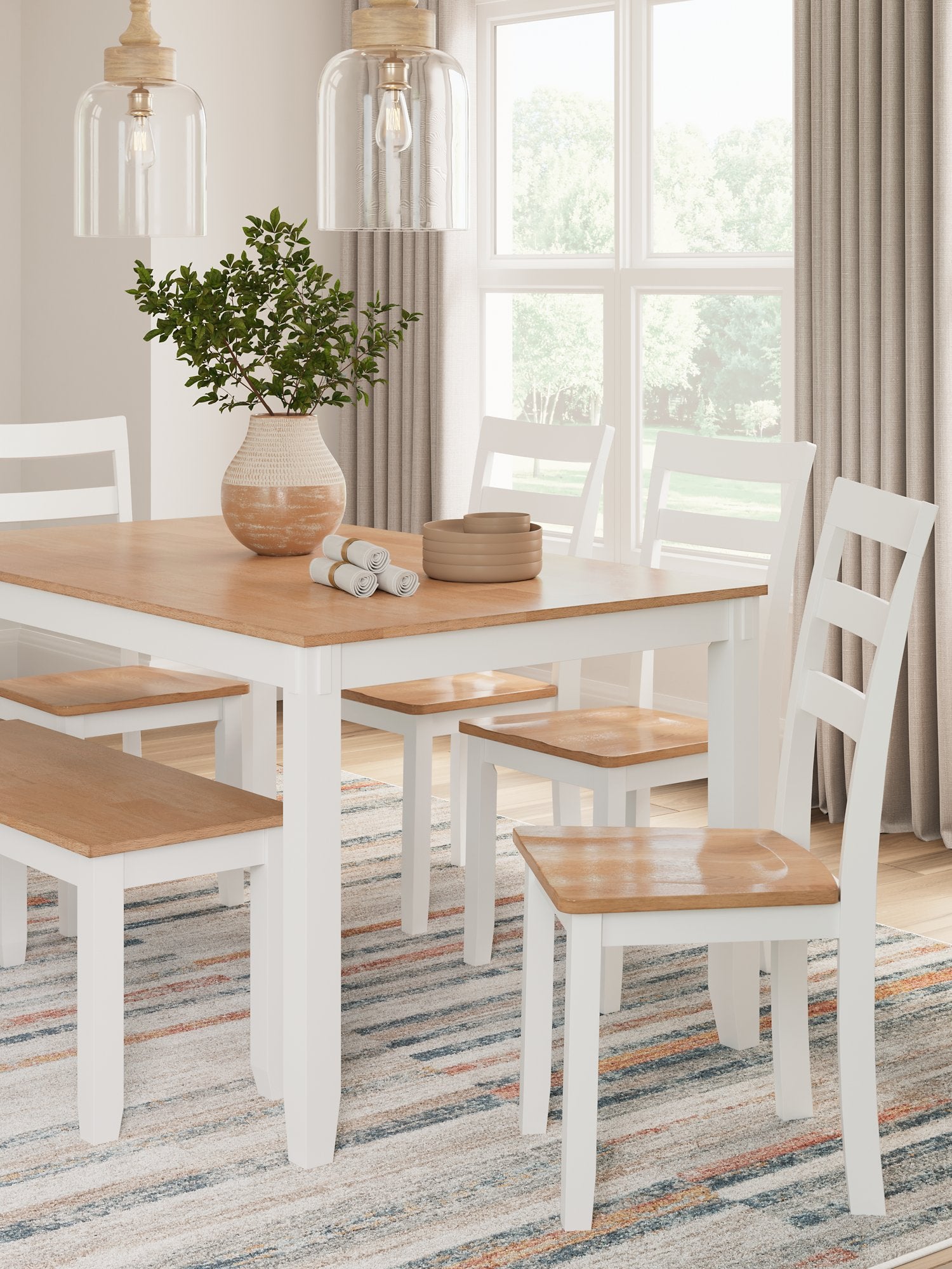 Gesthaven Dining Table with 4 Chairs and Bench (Set of 6) - Pull Up A Couch