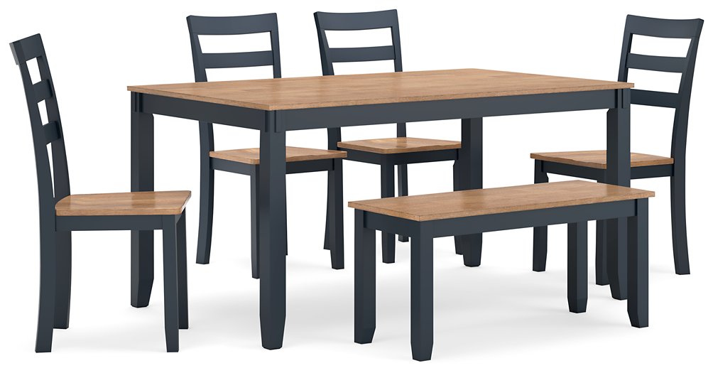 Gesthaven Dining Table with 4 Chairs and Bench (Set of 6) - Pull Up A Couch