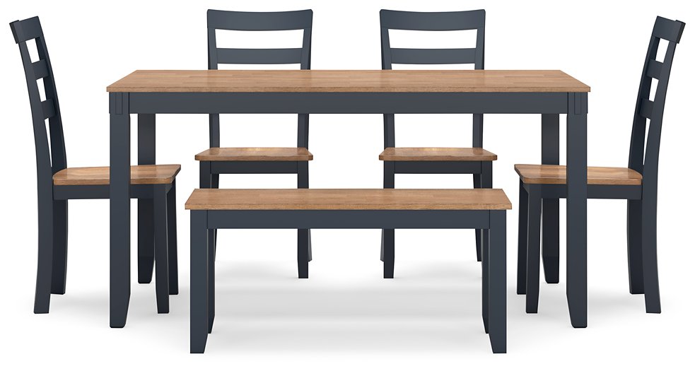 Gesthaven Dining Table with 4 Chairs and Bench (Set of 6) - Pull Up A Couch