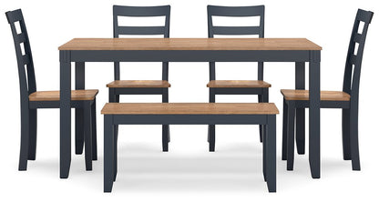 Gesthaven Dining Table with 4 Chairs and Bench (Set of 6) - Pull Up A Couch