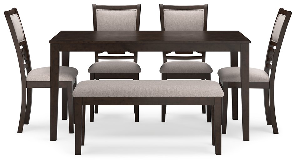 Langwest Dining Table and 4 Chairs and Bench (Set of 6) - Pull Up A Couch