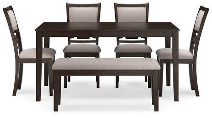 Langwest Dining Table and 4 Chairs and Bench (Set of 6) - Pull Up A Couch