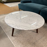 Round Coffee Table w/ Walnut Legs (Marble) - Pull Up A Couch