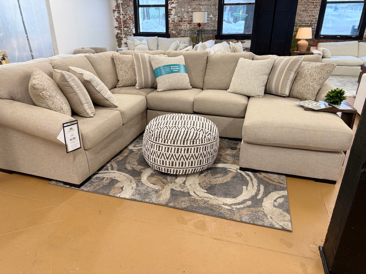 30" Circular Pouf (White/Charcoal) - Pull Up A Couch