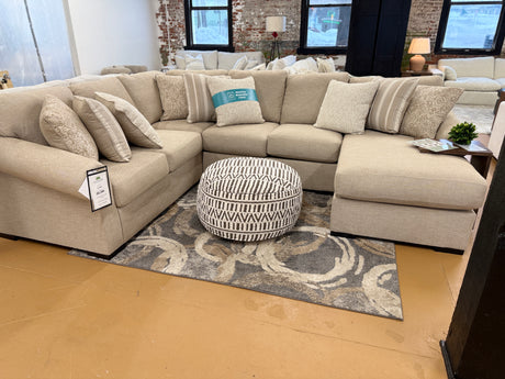 30" Circular Pouf (White/Charcoal) - Pull Up A Couch