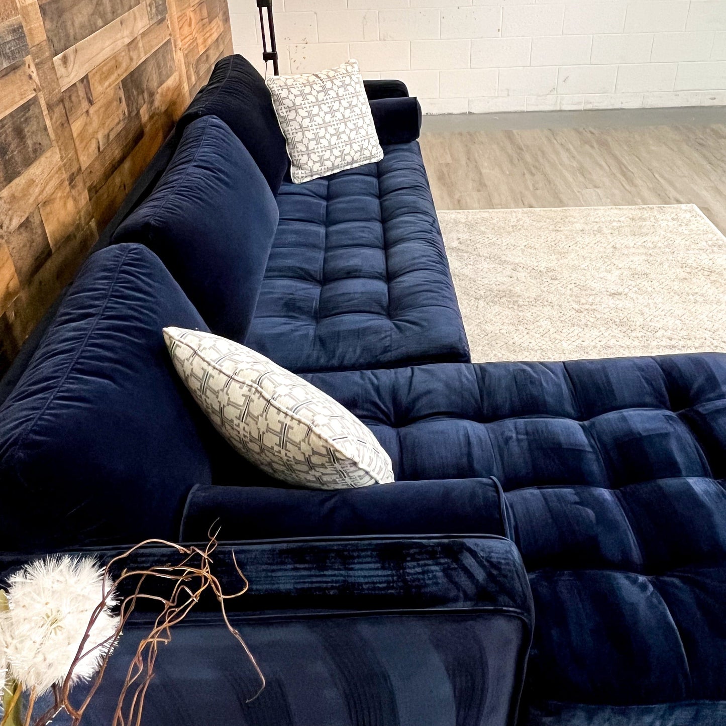 Article Sven Blue Velvet 2pc Sectional w/Chaise - Pull Up A Couch