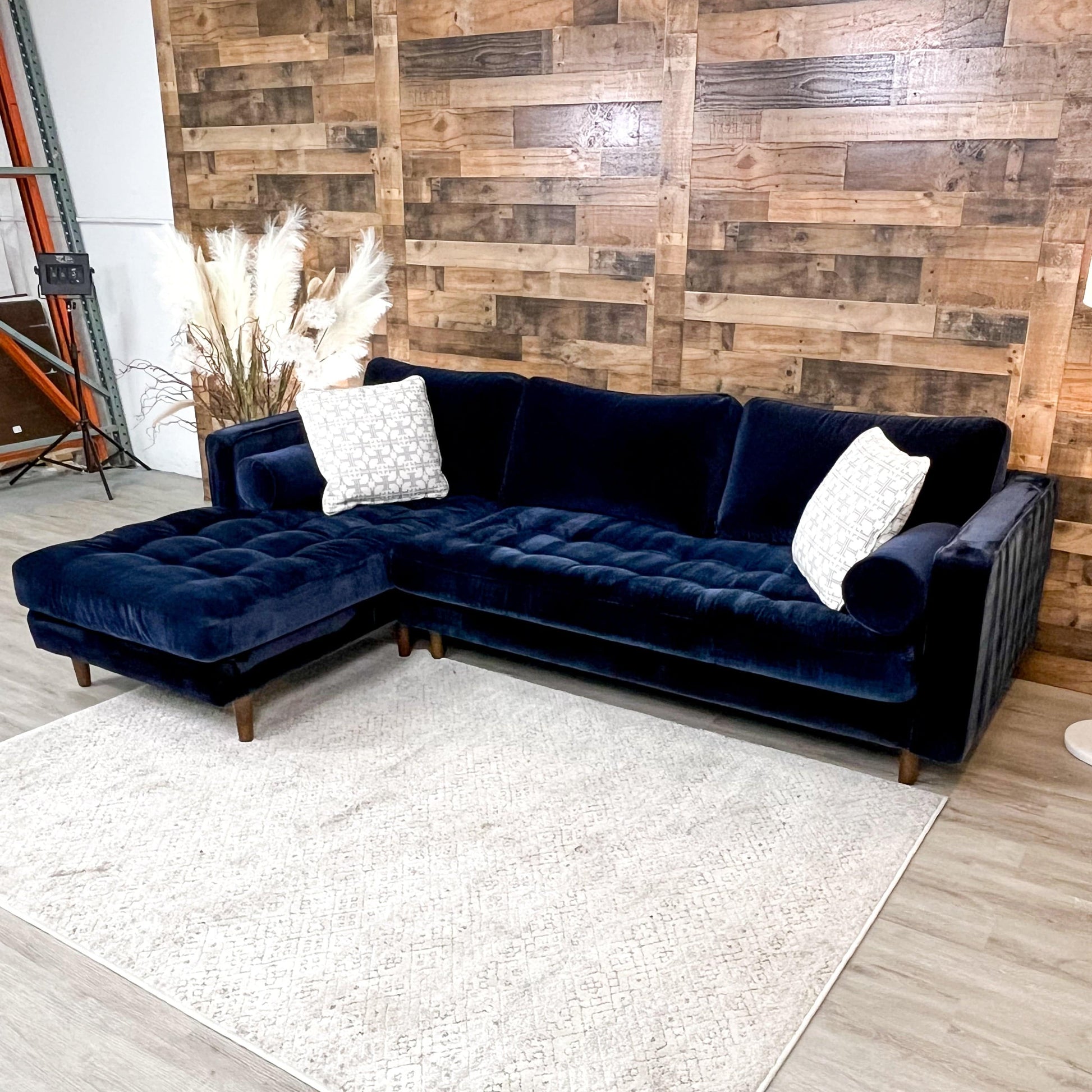 Article Sven Blue Velvet 2pc Sectional w/Chaise - Pull Up A Couch