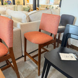 MCM-Style Counter Stool (Walnut/Rosehip Orange) - Pull Up A Couch