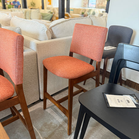 MCM-Style Counter Stool (Walnut/Rosehip Orange) - Pull Up A Couch