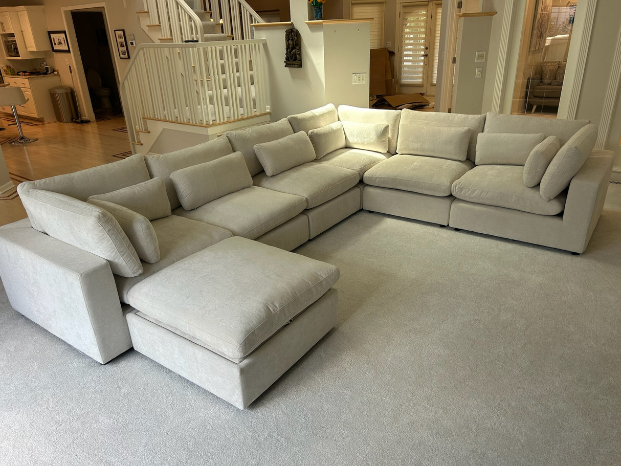 Serenity Cloud - "WestElm-Like" Cloud Couch w/Performance Fabric and Storage Ottoman