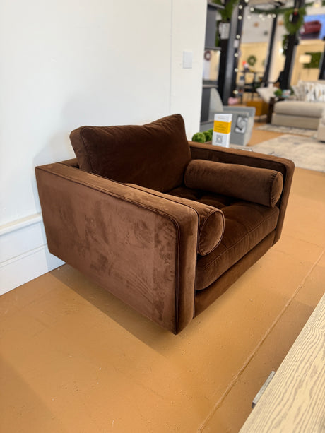 42" Tufted Velvet Lounge Chair (Pacific Brown) - Pull Up A Couch