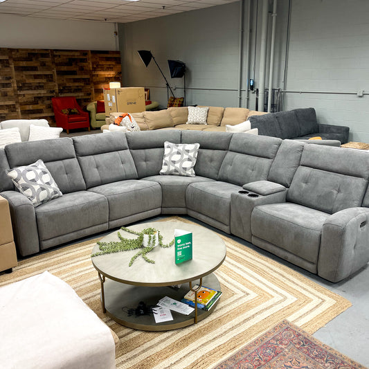 Warehouse M Gray 6pc Sectional w/ Power Recliner and Console