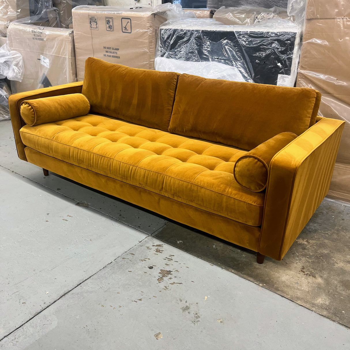 ARTICLE - Sven 88" Tufted Velvet Sofa (Plush Pacific Ginger)