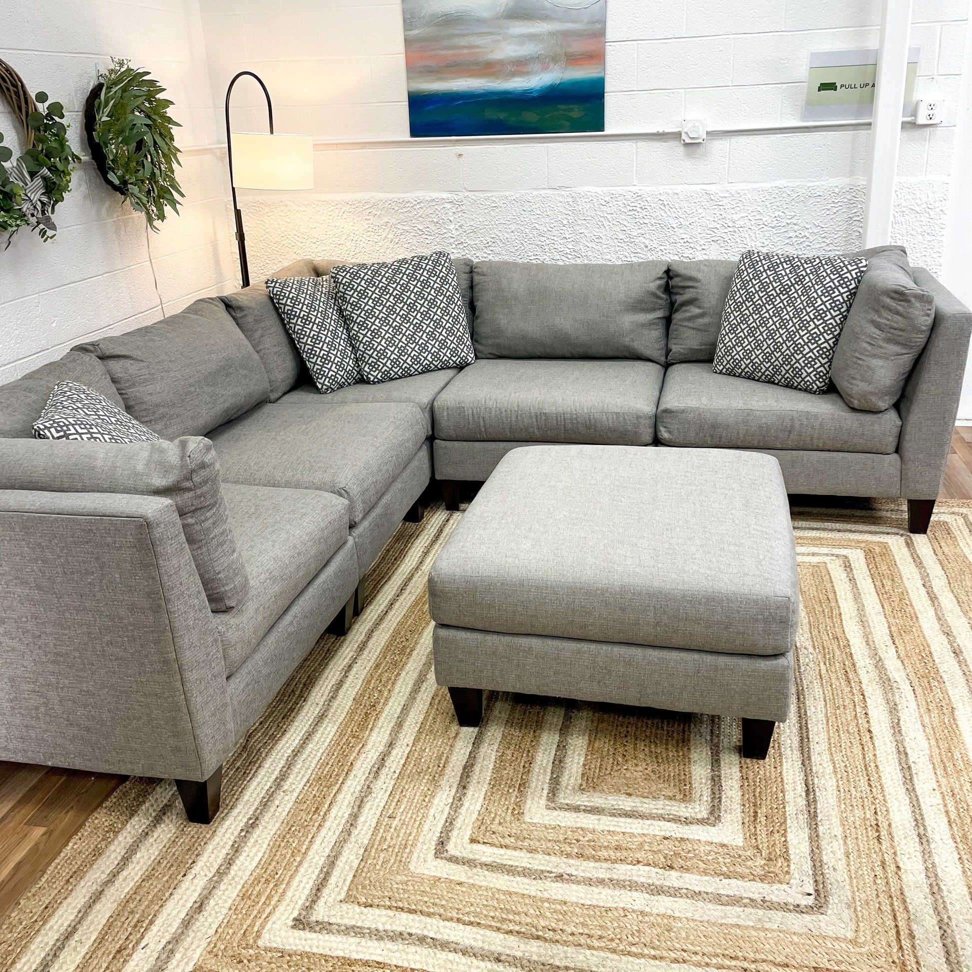 Bauhaus 6pc Modular Sectional w/Ottoman - Pull Up A Couch