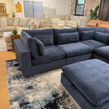Serenity Cloud 5pc Corner Sectional + Storage Ottoman (Blue) (Clearance)