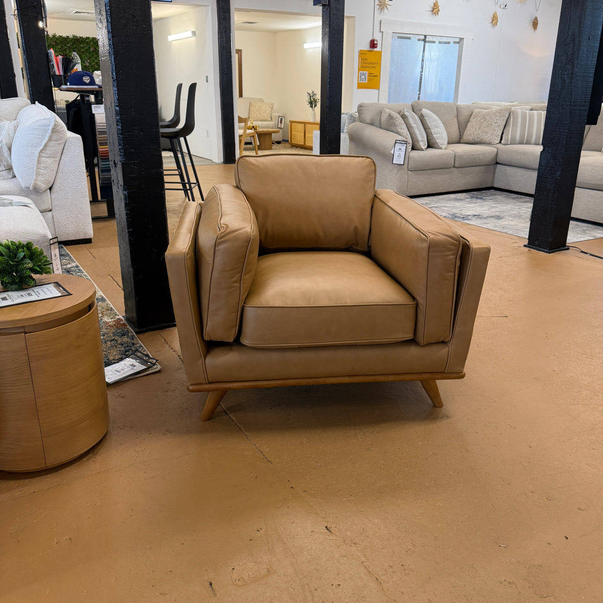 Charm Tan Leather MCM-Style Chair