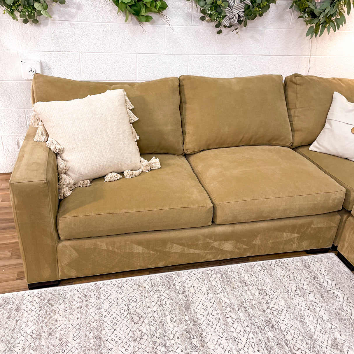Tan Crate & Barrel Axis3, 3pc Sectional - Pull Up A Couch