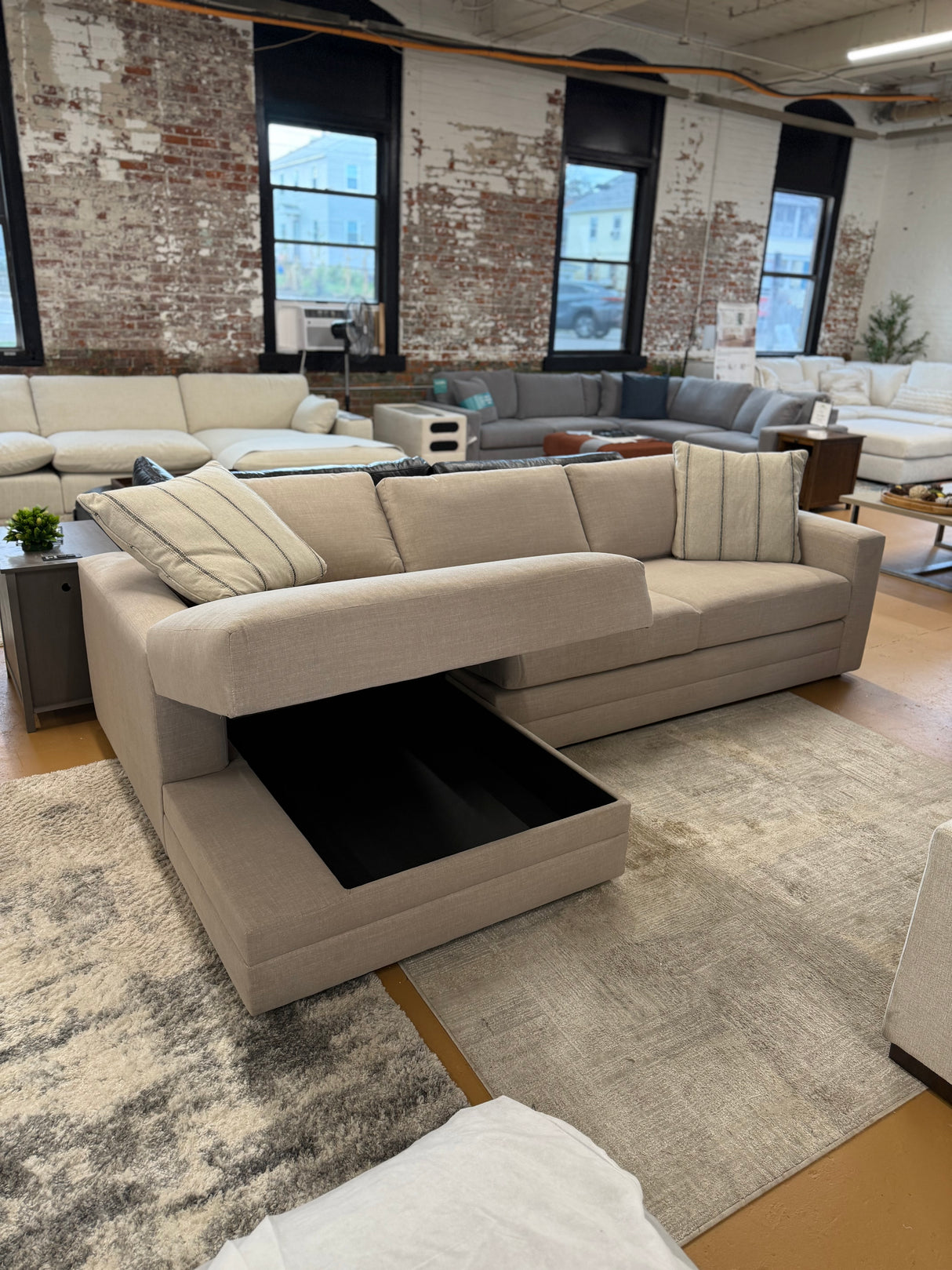 ARTICLE - Riley 118" Left Storage Sleeper Sectional - Napa Quartz