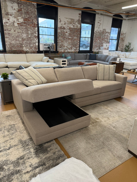 ARTICLE - Riley 118" Left Storage Sleeper Sectional - Napa Quartz