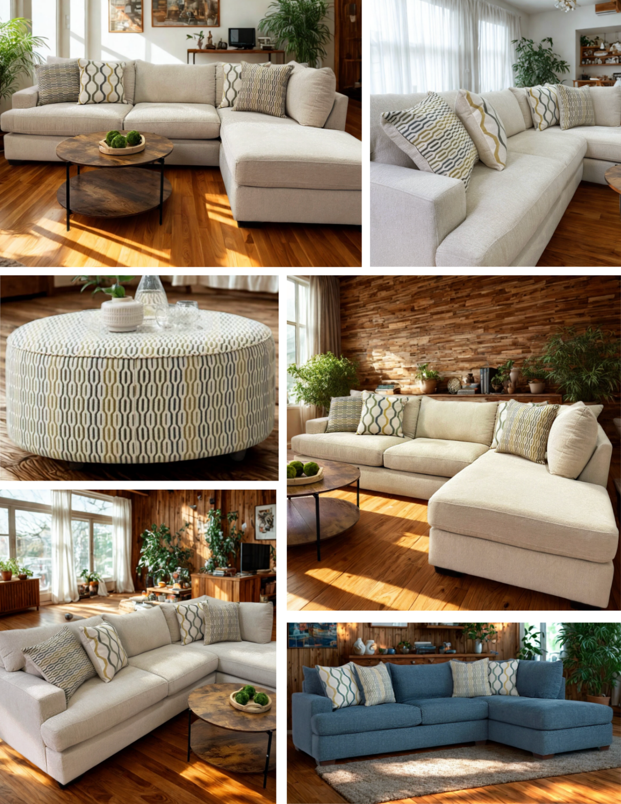 Behold Home Glendale 2-piece sectional with chaise, featuring plush fabric upholstery and modern design, viewed from the back.