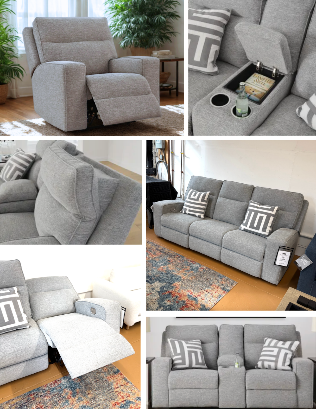 Back view of Ashley Furniture Grayson Power Reclining Sofa showcasing plush cushions and reclining mechanism.