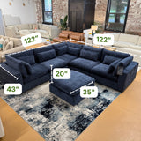 Serenity Cloud 5pc Corner Sectional + Storage Ottoman (Blue) (Clearance)