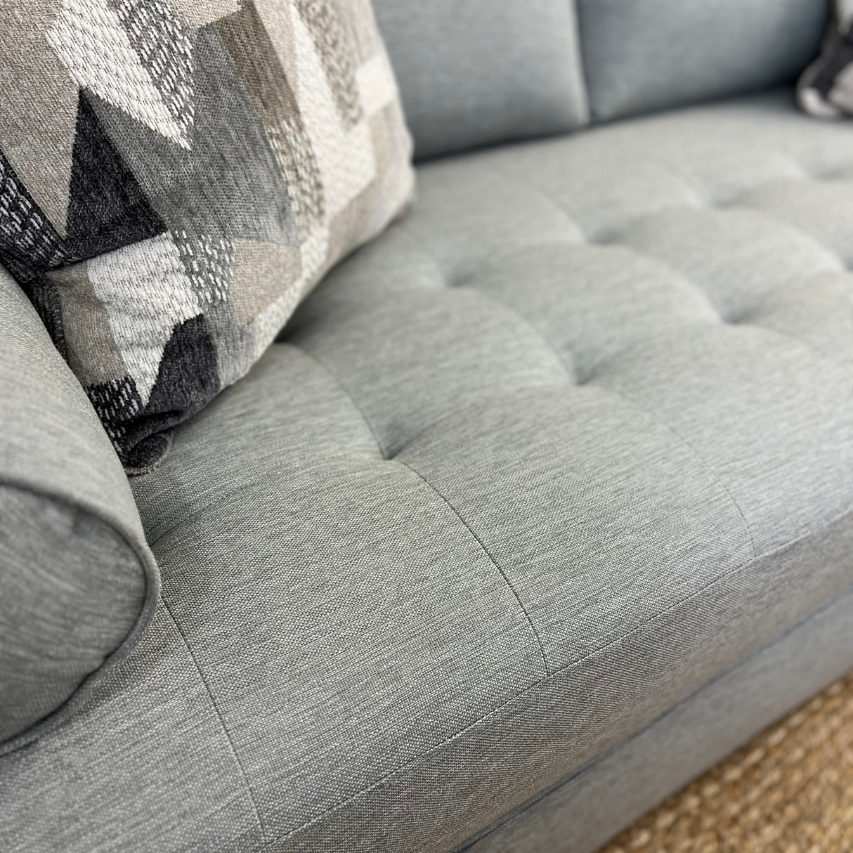Light blue and silver MCM-style Sven sofa bed by Article, showcasing its sleek sleeper design and modern mid-century aesthetic.