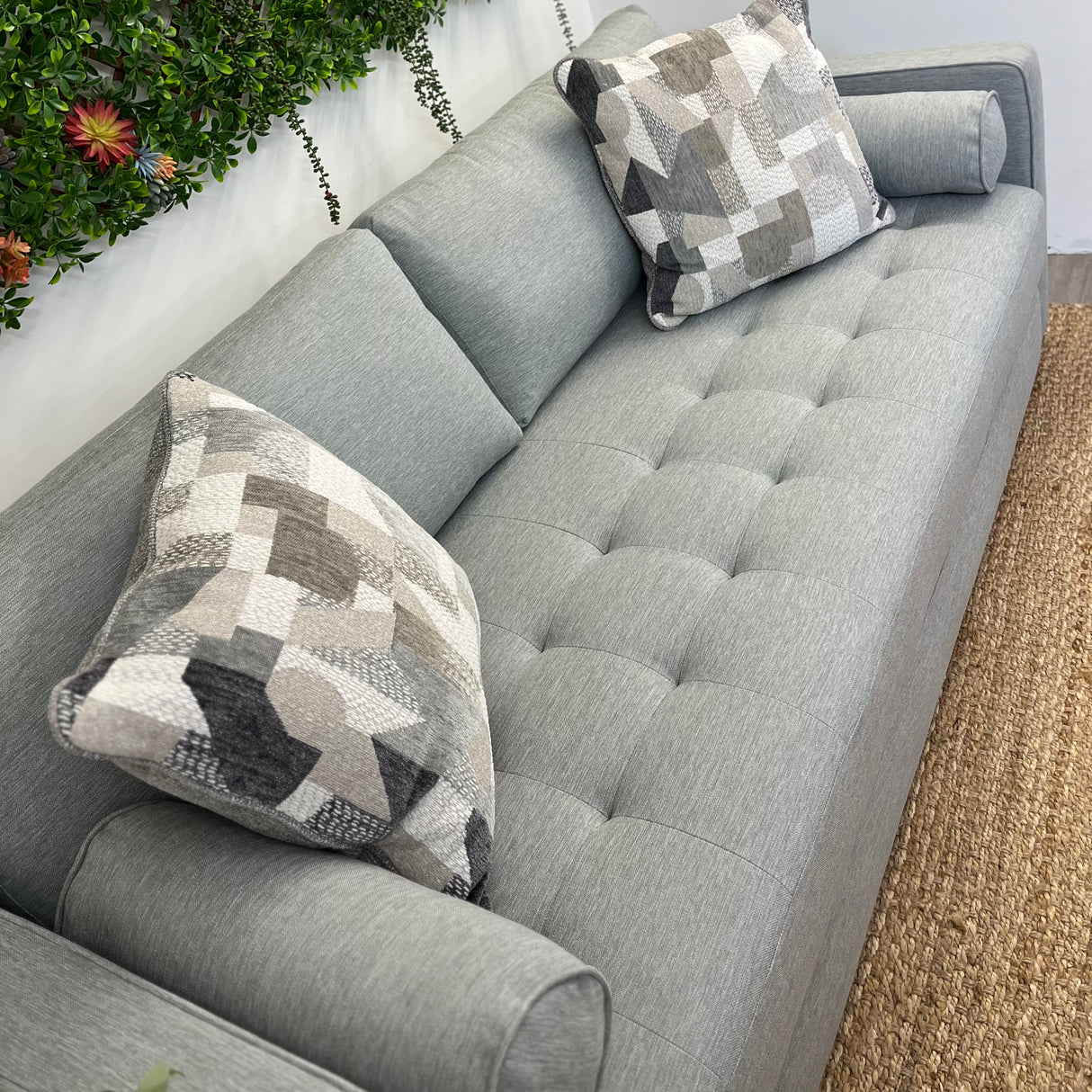 Light blue and silver MCM-style Sven sofa bed by Article, showcasing its sleek sleeper design with modern, minimalist features.