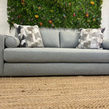 Silver light blue Sven sofa bed by Article in MCM style, featuring a sleek sleeper design with modern, minimalist upholstery.