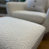 Ivory Bouclé Lounge Chair with Ottoman by Article, showcasing plush fabric, modern design, and comfortable seating.