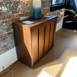 Walnut 37-inch MCM Cabinet with storage compartments from Article, showcasing sleek mid-century modern design and wood finish.