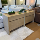 White oak MCM-style 70-inch sideboard by Article, featuring sleek mid-century modern design with natural wood finish.