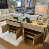 White oak 70-inch MCM-style sideboard by Article featuring sleek wood grain and modern design for living room or dining area.