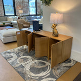 Natural oak MCM-style sideboard measuring 66 inches, designed by Article, with sleek modern storage and minimalist craftsmanship.