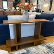 Smoked oak 48-inch MCM console table by Article featuring sleek modern design and clean lines for entryway or living room decor.