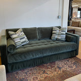 Velvet Sven sofa bed in Pacific Green by Article, showing the sleeper sofa with plush velvet upholstery and modern design.
