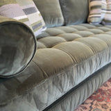 Velvet Sven sofa bed in Pacific Green by Article, showcasing its sleek sleeper design and plush velvet upholstery.