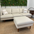 Article MCM sofa and ottoman set in seasalt ivory, featuring plush cushions and modern design for stylish living room decor.