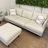 Article MCM sofa and ottoman set in seasalt ivory, featuring plush upholstery and modern design for stylish living room decor.