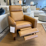 MCM Recliner Chair in Taos Tan leather by Article, showcasing plush cushioned seating and elegant design.