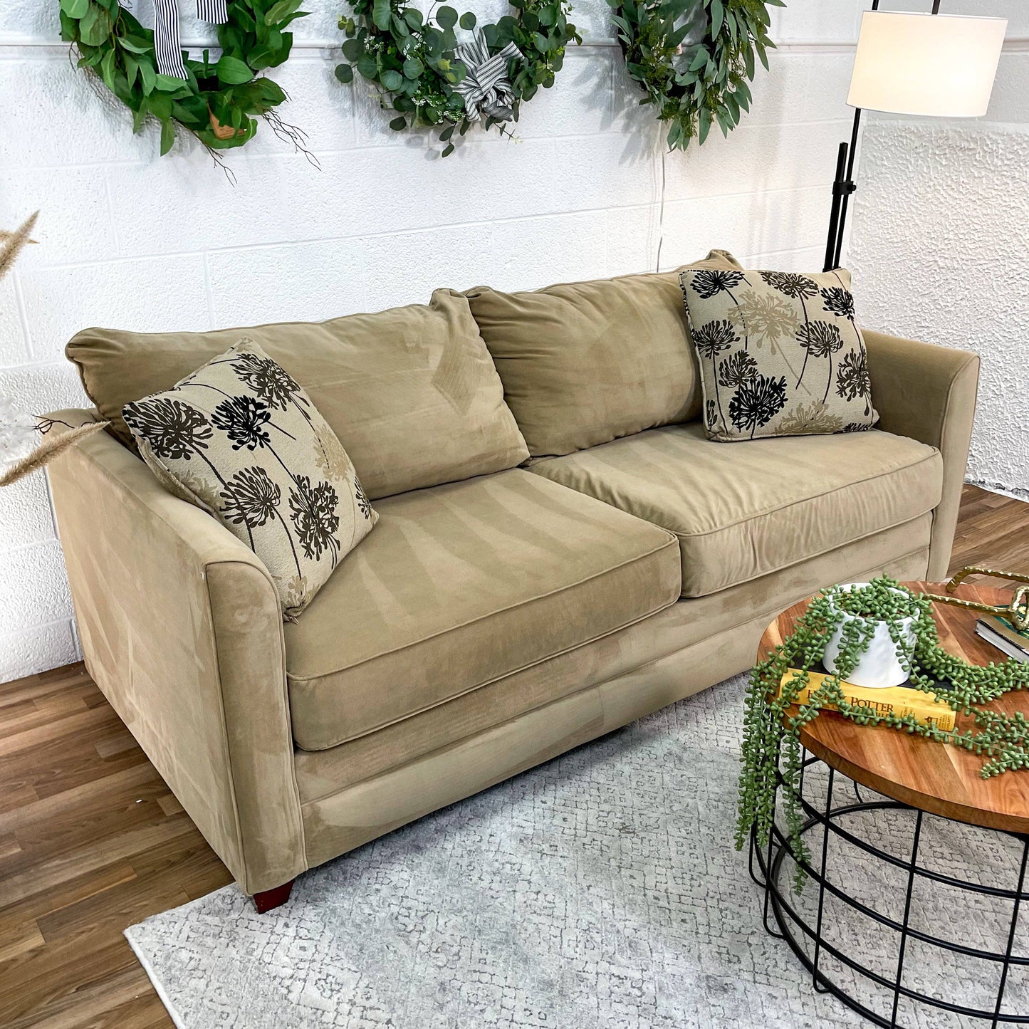 Jordan's Tan 2 cushion Sofa - Pull Up A Couch