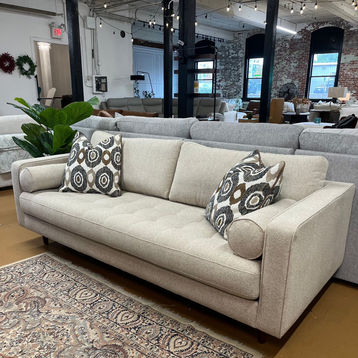 Article Sven sofa with ratine bluff fabric and matching bench cushion, showcasing modern design and comfortable seating.