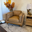 Leather MCM Lounge Chair by Article in Charme Tan leather with sleek mid-century modern design and wooden legs.