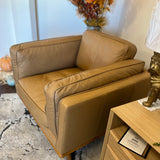 Leather MCM Lounge Chair by Article in Charme Tan with sleek design and cushioned seat for stylish comfort.
