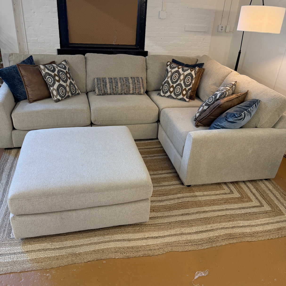 Behold Home Sequoia Corner Sectional 4-piece set showing plush fabric cushions and modern design in a cozy living room setting.